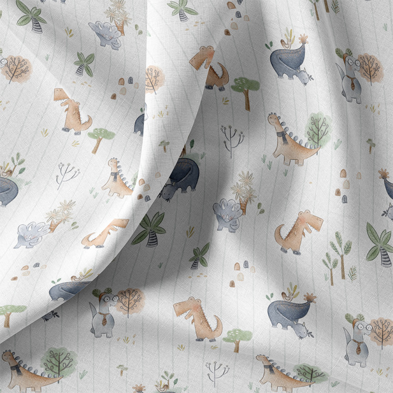 Printed Cotton CERADINO White / Green